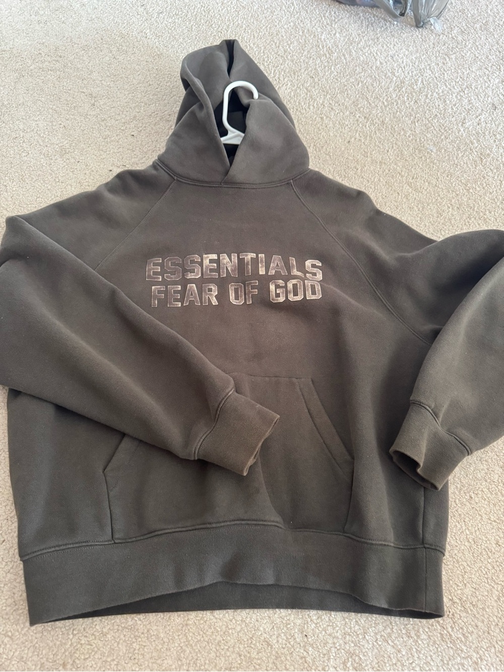ESSENTIALS Fear of God Olive Green Pullover Hoodie